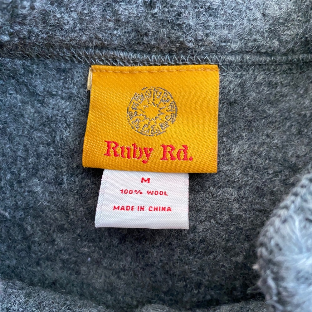 Vtg Ruby Rd. M Wool Gray Black Claw Toggle Closur… - image 5